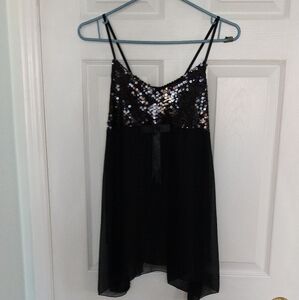 🎡🔥Stylish Black Sequin Chiffon Top